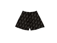 a pair of black shorts with a black and white pattern
