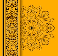 an ornate design on a yellow background