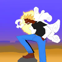 a cartoon of a man standing on top of a rock