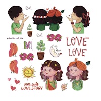 a set of stickers with the words love love story
