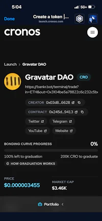 a screenshot of the gravestar dao app on an iphone
