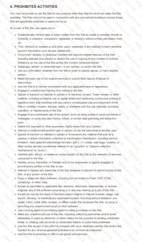 a document with a list of activities