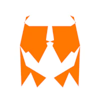 an orange origami owl logo on a white background