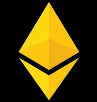 the ether logo on a black background
