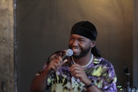 a man holding a microphone