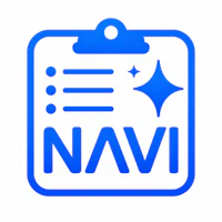 a blue clipboard with the word navi on it
