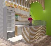 a 3d rendering of a restaurant counter