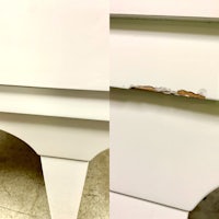 a picture of a white table with a hole in it