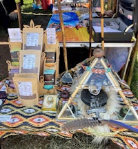 a tepee with a teepee and other items on it