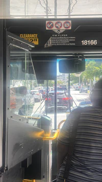a person sitting on a bus