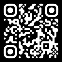 a white qr code on a black background