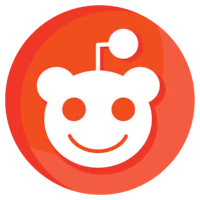 the reddit logo in an orange circle
