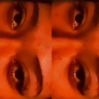 two pictures of a woman's eyes