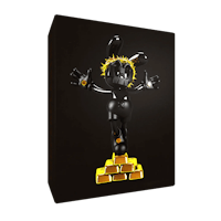 a black and gold bunny figurine on a black background