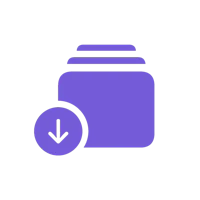 a purple icon with an arrow pointing down