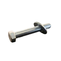 a stainless steel screw on a black background