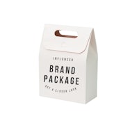 a white bag with the word brand package on it