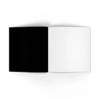 a black and white book on a white background