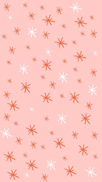 a pink background with white and orange stars