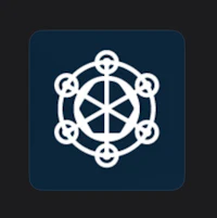 a white icon with a circle in the middle