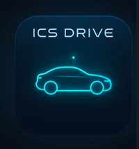 the ics drive app icon on a blue background