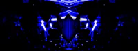 a blue light is shining on a black background
