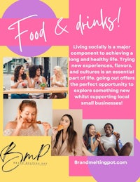 a flyer with the words food & drinks
