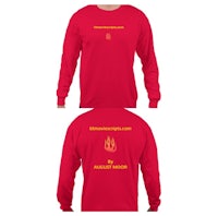 a red long sleeve t - shirt with a yellow logo