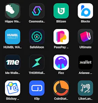 a list of different apps on a black screen