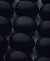 a group of black eggs on a white background