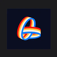 a rainbow ring logo on a black background