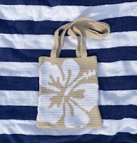 crocheted hibiscus tote bag