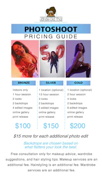 photoshoot pricing guide