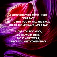 sometimes wish you'd never come back