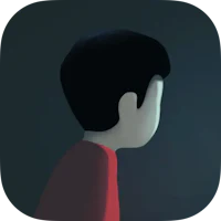 a man in a red shirt standing in front of a dark background