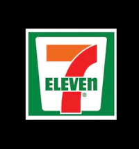 the seven logo on a black background
