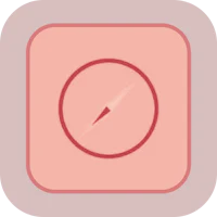 a pink compass icon on a square background