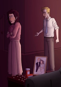 a man and a woman standing in a room