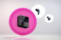 a pink circle with a camera on it