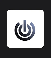 a power button icon on a black background