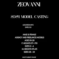 a poster for zevanni 2021 model casting