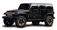 a black jeep with gold rims