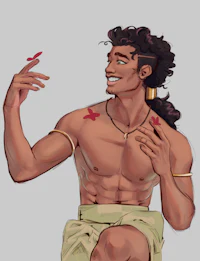 a drawing of a man with a tattoo on his arm