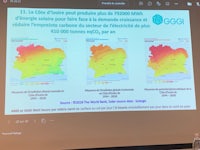 a presentation on a screen showing a map