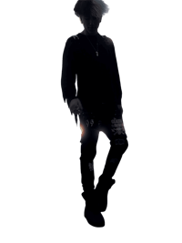 a silhouette of a man standing in the dark