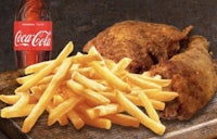 fried chicken with fries and coca cola