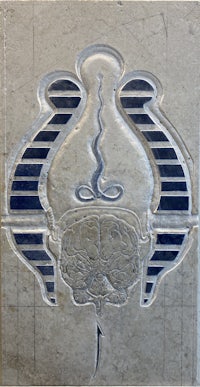 an image of an egyptian head and a brain