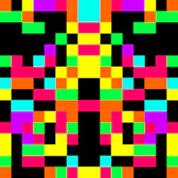 a colorful pixel pattern on a black background