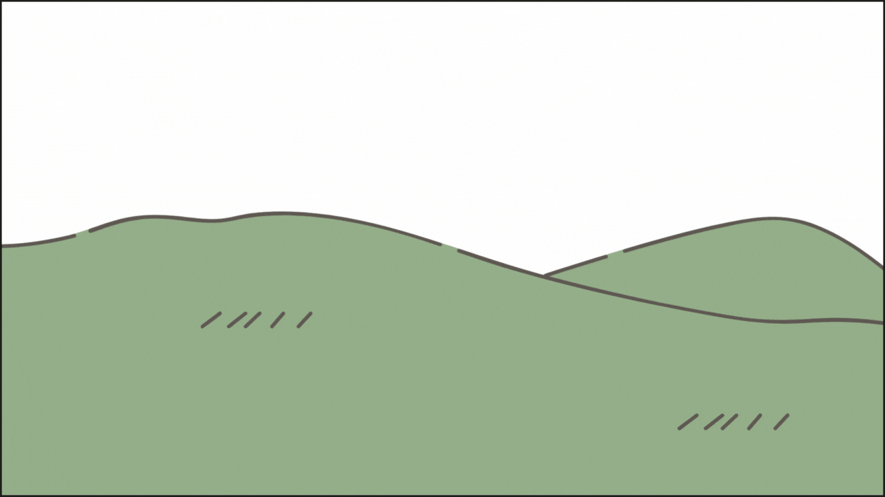 A cartoon taco truck driving over hills