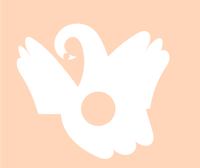 a white swan on a peach background